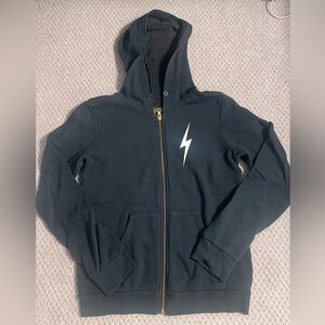 Aviator Nation Black Hoodie with White Lightning Bolt